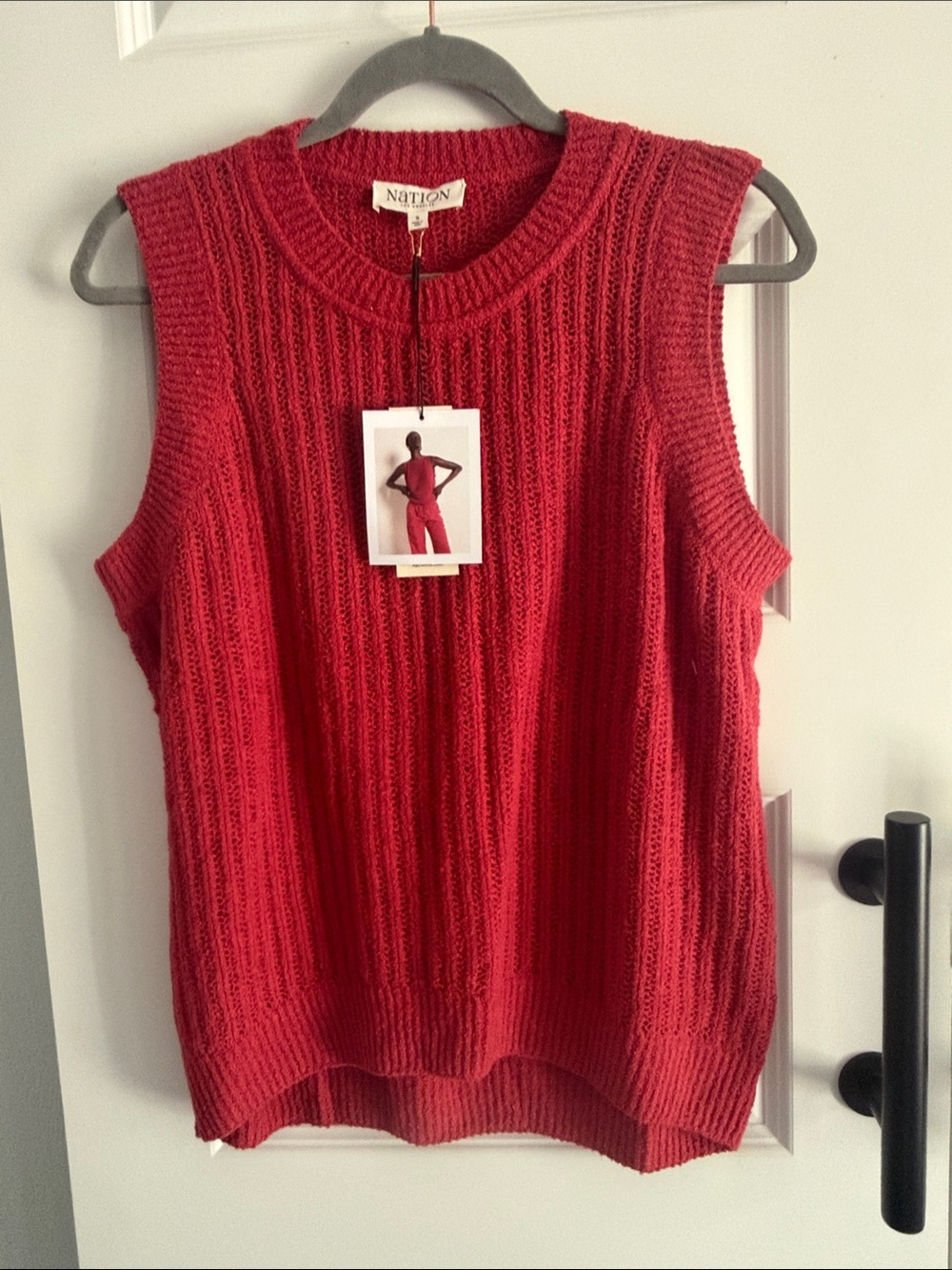 Nation LTD Red Ribbed Knit Sleeveless Tank